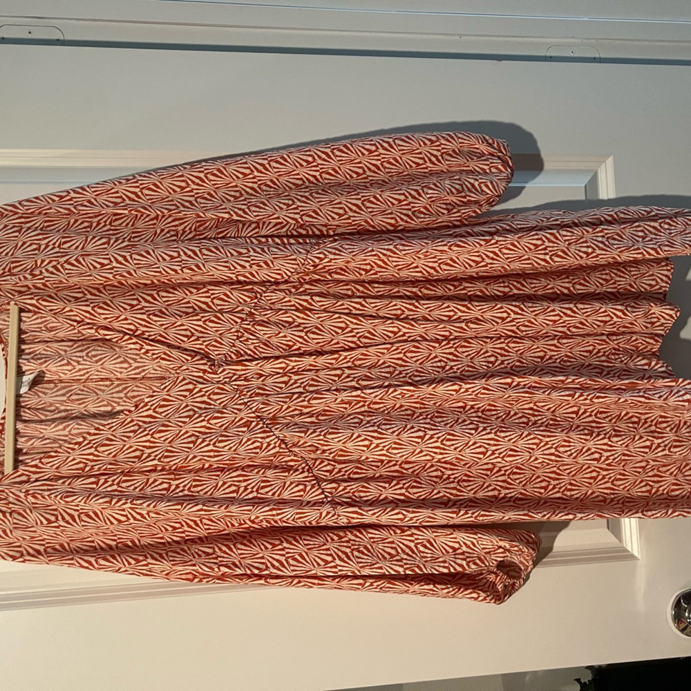H&M orange/red and White Patterned Dress